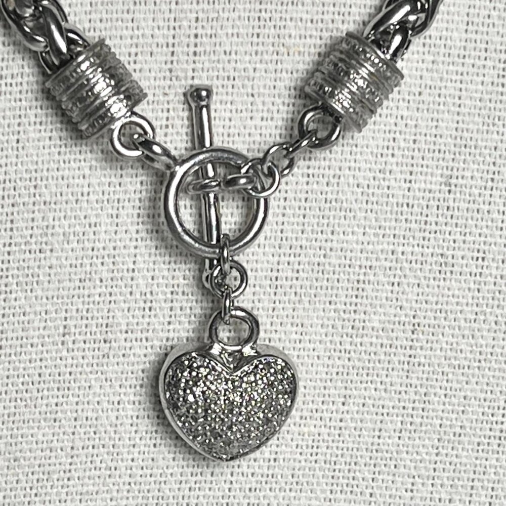 Heart Pendant Toggle Clasp Silver Chain Necklace 18" Kay Jewelers - Picture 4 of 4